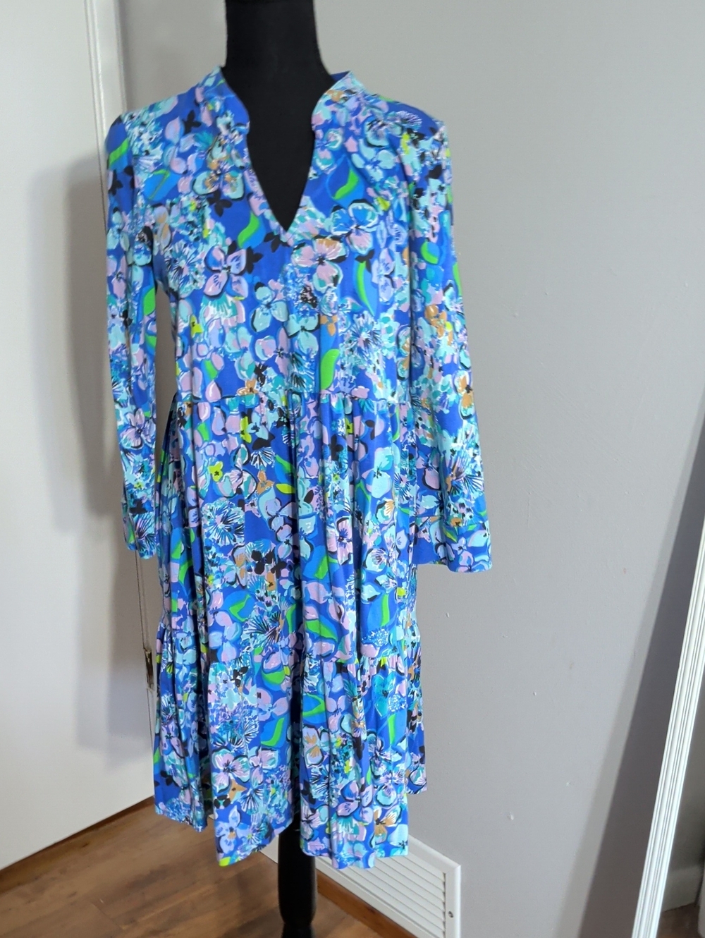 Lilly Pulitzer Blue Multi Floral Long Sleeve Dress